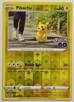 Pikachu 027/078 (NM) Reverse Holo Sword & Shield: Pokemon Go 2021 Pokemon Card - Image 1