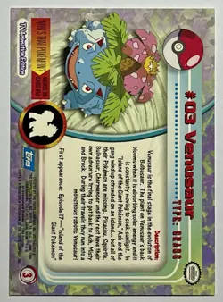 Venusaur #03 Blue Logo Topps Series 1 TV Animation Series 1998 WOTC Pokemon Card - Image 2