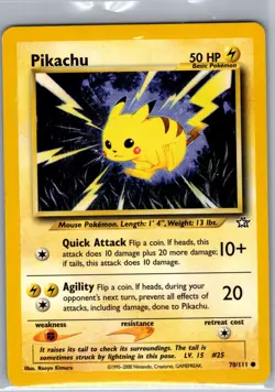 Pikachu 70/111 Non Holo Neo Genesis - Pokemon Card - MP - Image 1