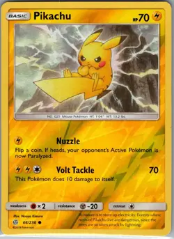 Pikachu 66/236 Reverse Holo SM - Cosmic Eclipse - Pokemon Card - NM - Image 1