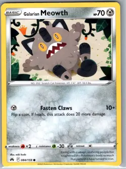 Galarian Meowth 084/159 Non Holo Crown Zenith - Pokemon Card - NM - Image 1