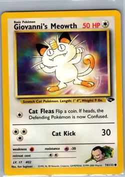 Giovanni's Meowth 74/132 Non Holo Gym Challenge - Pokemon Card - LP - Image 1