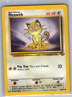 Meowth 56/64 Non Holo Jungle - Pokemon Card - LP - Image 1