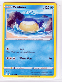 Wailmer 031/159 Crown Zenith ENGLISH Common 2023 Near Mint Pokemon - Image 1