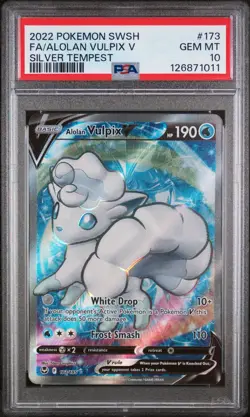 Pokemon Alolan Vulpix V Full Art 173/195 Silver Tempest PSA 10 Gem Mint - Image 1
