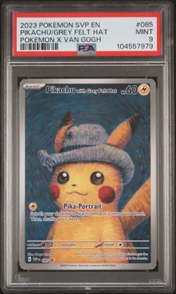 2023 POKEMON SVP EN-SV BLACK STAR PROMO #085 PIKACHU WITH GREY FELT HAT PSA 9 - Image 1