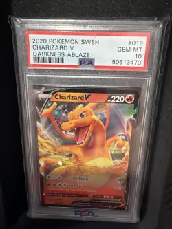 2020 Pokemon Charizard v Holo PSA 10 Darkness Ablaze SWSH03 19/189 - Image 1