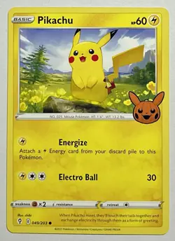 Pikachu 049/203 (NM) Common Sword & Shield: Trick Or Trade STAMPED 2022 Pokemon - Image 1