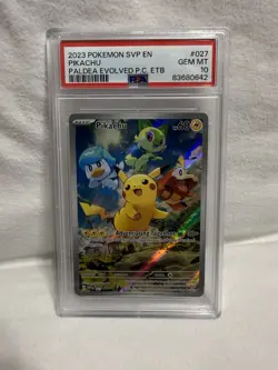 PSA ERROR CARD 2023 POKEMON BLACK STAR PROMO #027 PIKACHU PALDEA EVOLVED PC ETB - Image 1