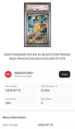 PSA ERROR CARD 2023 POKEMON BLACK STAR PROMO #027 PIKACHU PALDEA EVOLVED PC ETB - Image 2