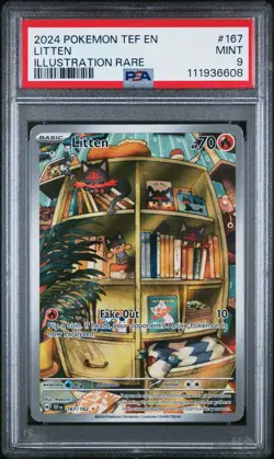 Litten 167/162 PSA 9 Illustration Rare Temporal Forces Pokemon Card 2024 - Image 1