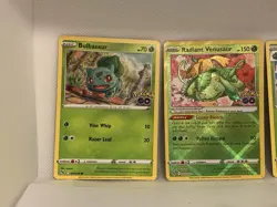 Pokemon Radiant Venusaur Holo Bulbasaur Ivysaur Pokemon Go Card Set PSA 8-10 - Image 3