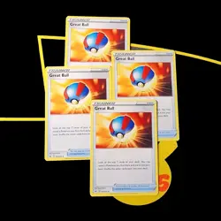 4x Pokemon TCG Great Ball 164/202 Uncommon Sword & Shield Base Uncommon Playset - Image 1