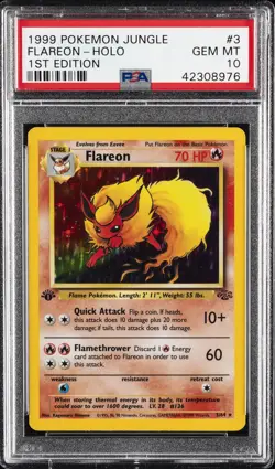 1999 POKEMON JUNGLE 1ST ED #3 FLAREON-HOLO PSA 10 - Image 1