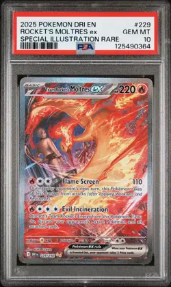 2025 POKEMON DRI SPECIAL ILLUSTRATION RARE #229 TEAM ROCKET'S MOLTRES EX PSA 10 - Image 1