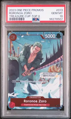 [ENGLISH] 2023 ONE PIECE RORONOA ZORO TREASURE CUP TOP 8 PROMOS #013 PSA10 - Image 1