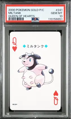 2000 POKEMON GOLD VERSION PLAYING CARDS QUEEN OF HEARTS #241 MILTANK PSA 10 - Image 1
