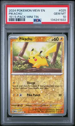 2024 POKEMON MEW EN-151 151 5-PACK MINI TIN #025 PIKACHU PSA 10 - Image 1