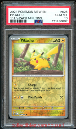 Pokemon 151 Mini Tins Promo Pikachu 025 PSA 10 - Image 1