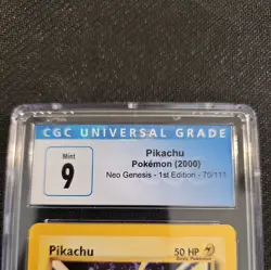 Pikachu 1st Edition Neo Genesis CGC 9 MINT 70/111 Pokemon Card - Image 2