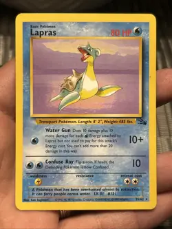 Pokemon TCG Lapras 25/62 Fossil 1999 Regular Unlimited Rare- LP - Image 1