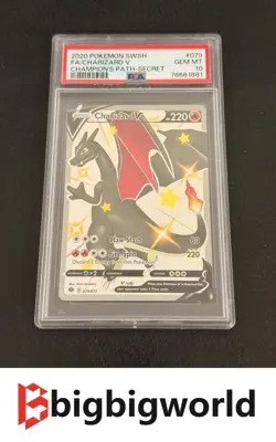 2020 Pokemon Charizard V079/073 Champion's Path Secret PSA 10 Gem MT - Image 1