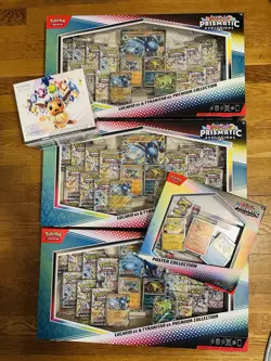 Pokemon Lot Prismatic 3x Lucario ex & Tyranitar + Elite Trainer + Poster Box NEW - Image 1