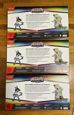 Pokemon Lot Prismatic 3x Lucario ex & Tyranitar + Elite Trainer + Poster Box NEW - Image 2