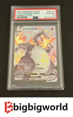 PSA 10 Charizard VMAX SV107/SV122 Pokemon 2021 Shining Fates Shiny Vault Card - Image 1