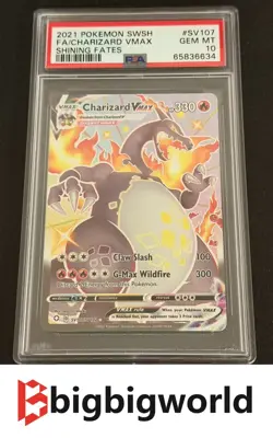 CHARIZARD VMAX SV107/SV122 PSA 10 SHINING FATES HOLO POKEMON CARD ENGLISH - Image 1