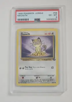 1999 Pokemon Jungle MEOWTH card #56 EX-MT PSA 6 - Image 1