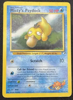 Misty's Psyduck 54/132 Pokemon Card 2000 Gym Heroes HP - Image 1