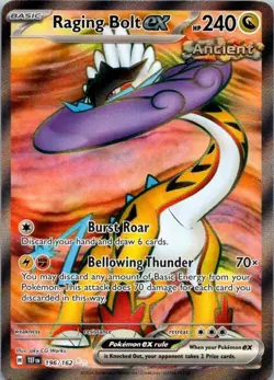 Pokemon TCG Raging Bolt ex 196/162 SV05: Temporal Forces Holo NM (SKU 1-3) - Image 1