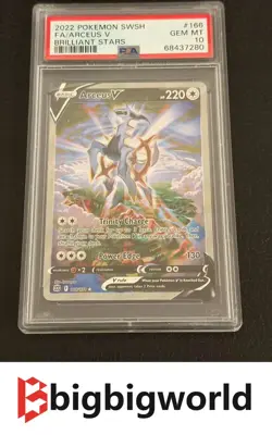 PSA 10 GEM MINT Arceus V Brilliant Stars Full Art Holo Pokemon 166/172 - Image 1