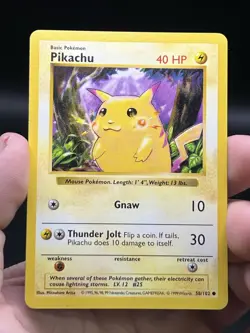 Red Cheeks Pikachu Shadowless 1999 Pokemon Base Set 58/102 WOTC LP - Image 3