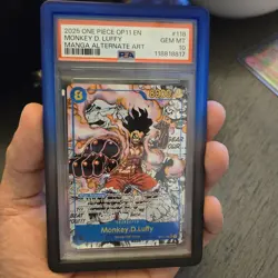 2025 ONE PIECE OP11-118 MONKEY D LUFFY MANGA ALT ART English PSA 10 GEM MINT - Image 1
