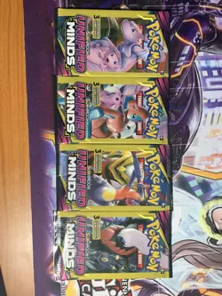 Unified Minds Booster Pack Complete Art Set Pokemon TCG 3 Card Pack (4 Packs) - Image 1