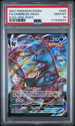Umbreon VMAX PSA 10 Pokemon TCG Sword & Shield Evolving Skies 095 Full Art 2021 - Image 1