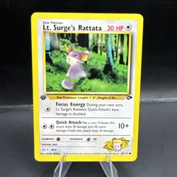 1st Edition Lt. Surge’s Rattata 85/132 - Gym Challenge - VLP - Image 1