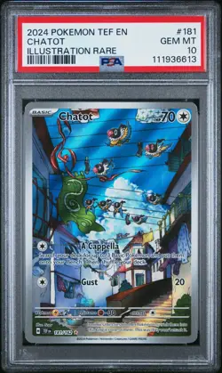Chatot 181/162 PSA 10 Gem Mint Pokemon Temporal Forces Illustration Rare 2024 - Image 1