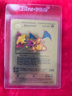 Pokemon Charizard Gold Foil Fan Art Collector Card - 4/102 - 120 HP - MINT - Image 1