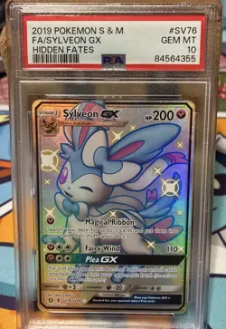 2019 POKEMON SUN & MOON HIDDEN FATES FULL ART/SYLVEON GX PSA 10 - Image 1