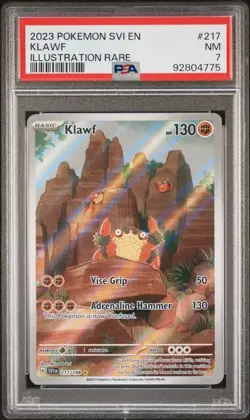 2023 POKEMON SVI EN-SCARLET & VIOLET 217 KLAWF ILLUSTRATION RARE PSA 7 - Image 1