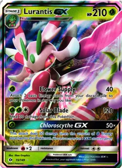 Pokemon TCG Lurantis GX 15/149 Sun & Moon Base Set Ultra Rare Holo NM - Image 1