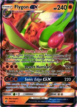 Pokemon TCG Cosmic Eclipse 110/236 Flygon GX Full Art Rare NM - Image 1