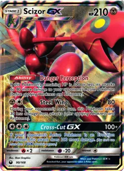 Pokemon TCG Scizor GX 90/168 Ultra Rare Sun & Moon Celestial Storm NM - Image 1