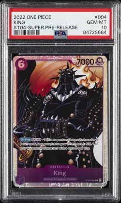 2022 ONE PIECE STARTER DECK ST04-ANIMAL KINGDOM PIRATES #004 KING PSA 10 - Image 1