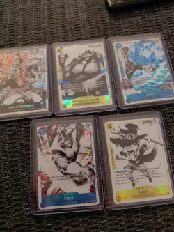 One Piece TCG CCG Foil Alternative Art Ace, Sabo, Newgate, Juno, And Vista - Image 1