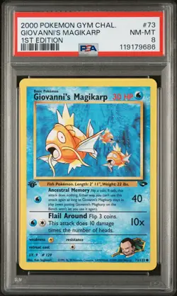 PSA 8 Giovanni's Magikarp 73/132 1ST EDITION Gym Challenge WOTC Pokemon Card - Image 1