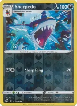 Sharpedo 163/264 Reverse Holo | Fusion Strike | Pokemon Card - Image 1